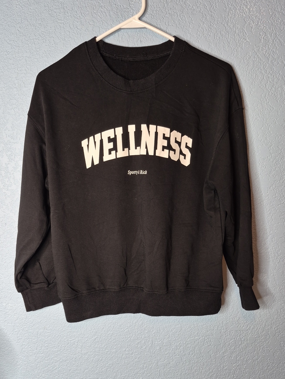 Sporty & Rich Black 'WELLNESS' Crewneck Sweatshirt